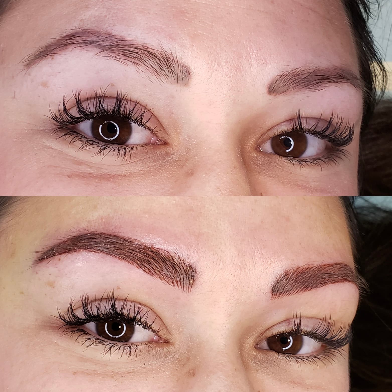 Healed brow transformation - before and after hair-stroke brows