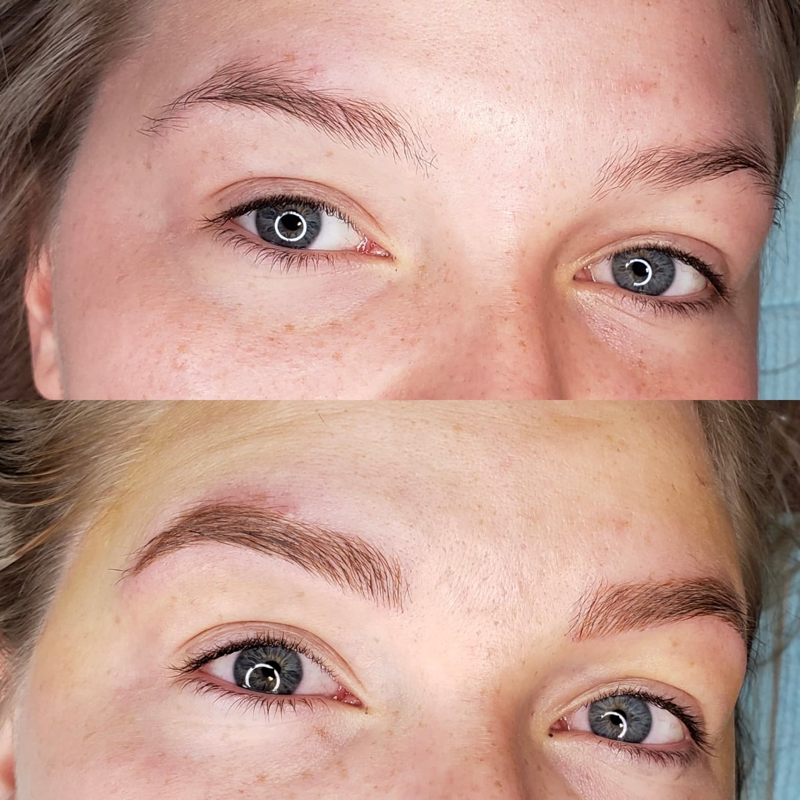 Healed brow transformation - before and after, natural everyday brows